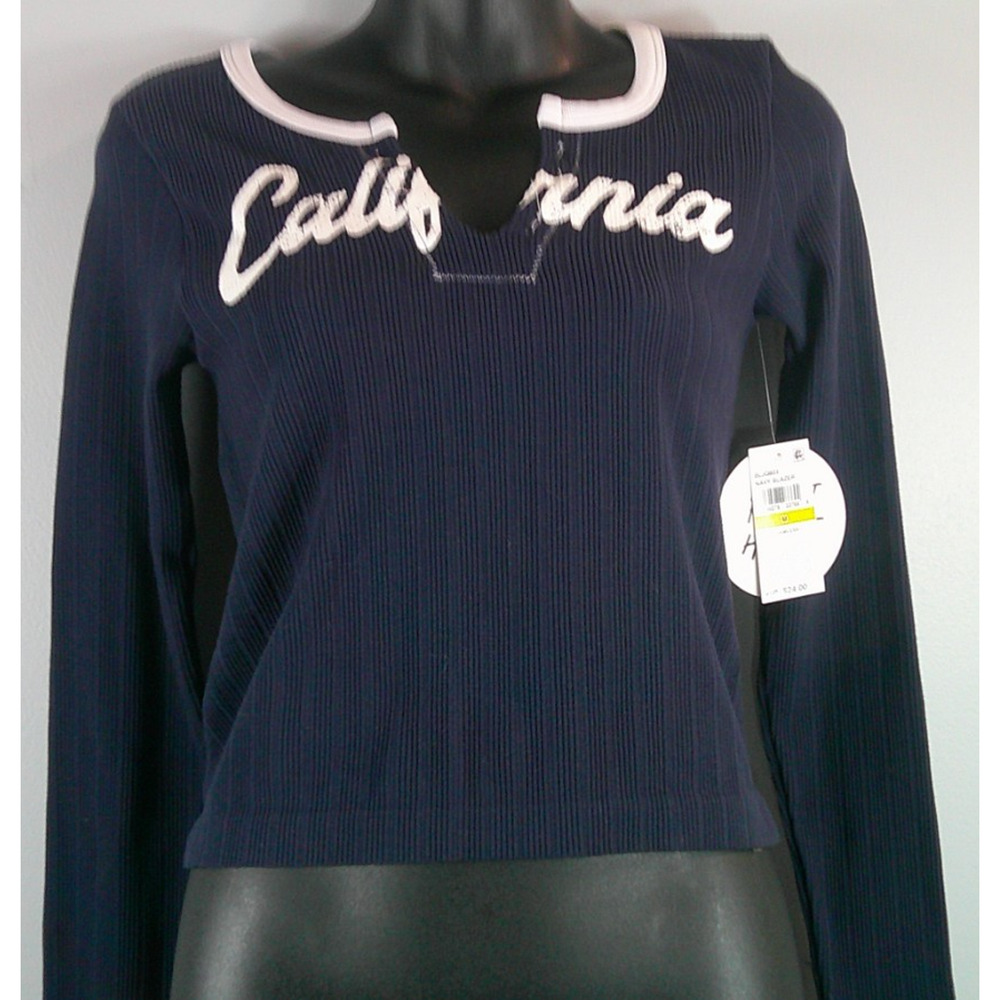 Planet Heart Long Sleeve Cropped Navy top Women's Medium